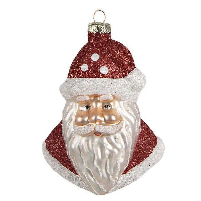 Foto van Clayre & eef kersthanger kerstman 12 cm rood glas kerstboomversiering rood kerstboomversiering