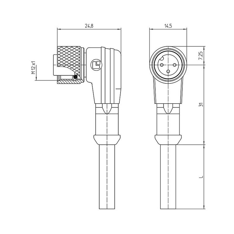 Foto van Lutronic 1069 sensor/actuator connector, geassembleerd m12 aantal polen: 4 koppeling, haaks 10.00 m 1 stuk(s)