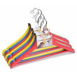 Foto van Gekleurde kinder kleerhangers van hout 24x stuks - kledinghangers