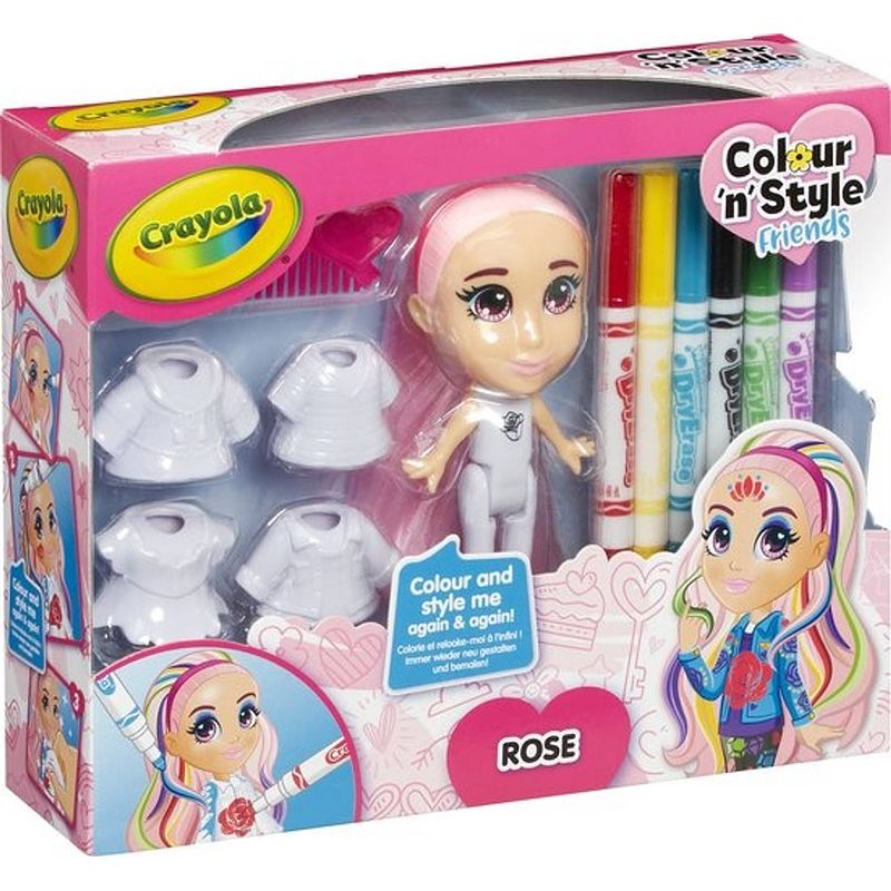 Foto van Crayola colour & style friends - rosa - deluxe pop - versier en kleed je pop aan!