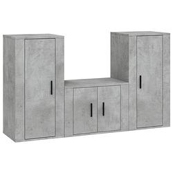 Foto van The living store tv-meubelset betongrijs - 1x 57x34.5x40cm + 2x 40x34.5x80cm