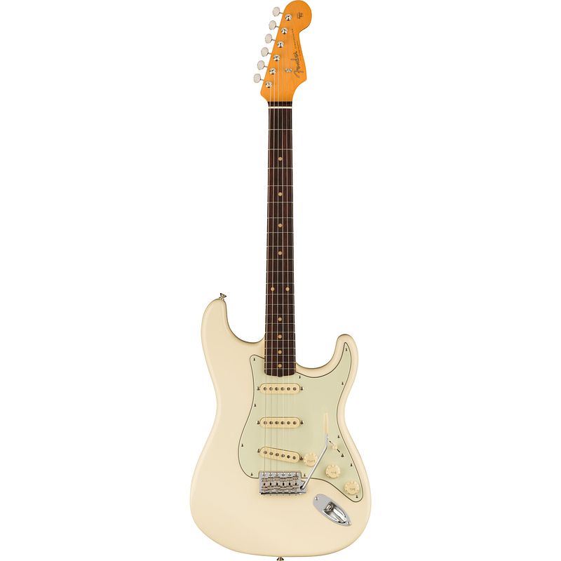 Foto van Fender american vintage ii 1961 stratocaster rw olympic white elektrische gitaar met koffer