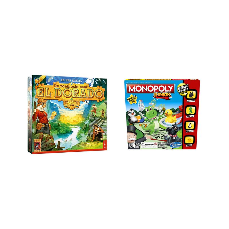 Foto van Spellenbundel - bordspellen - 2 stuks - de zoektocht naar el dorado & monopoly junior