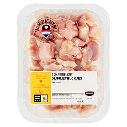 Foto van 2 voor € 8,00 | jumbo scharrelkip dijfiletblokjes 350g aanbieding bij jumbo