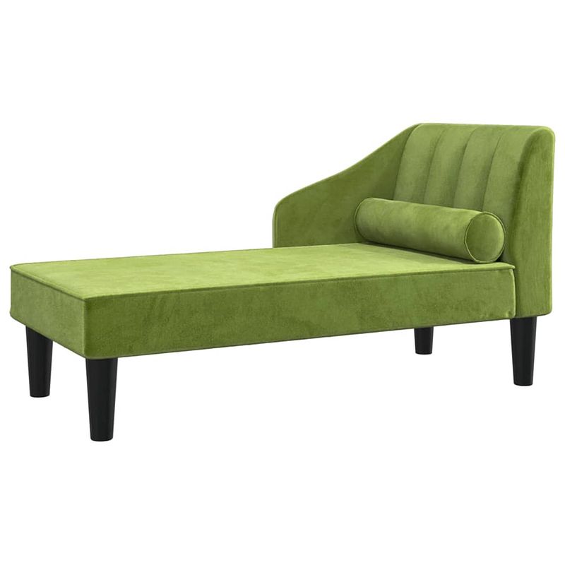 Foto van The living store chaise longue - fluweel - 120x57x63 cm - lichtgroen