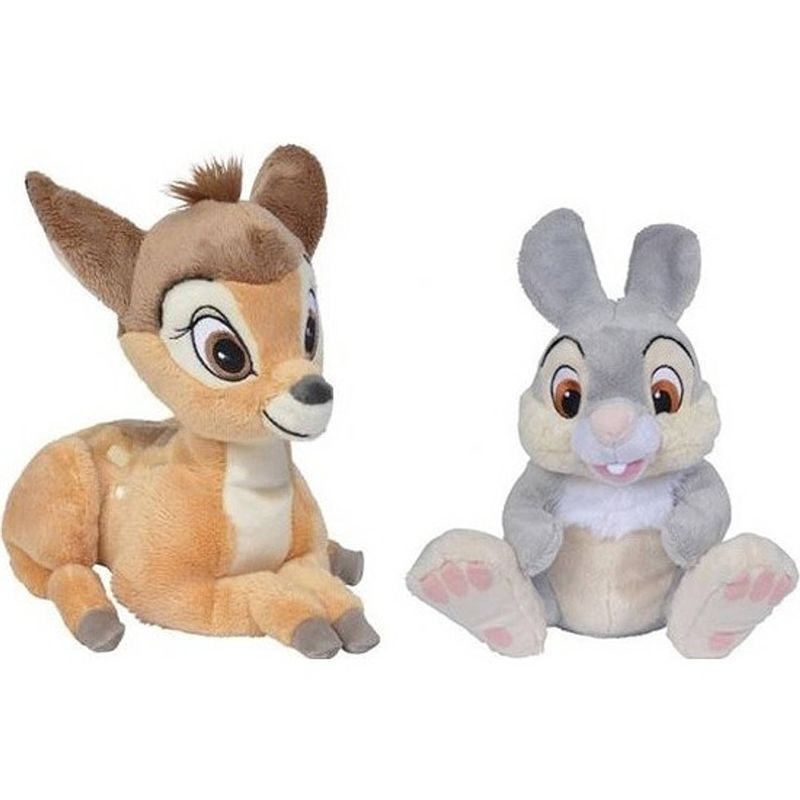 Foto van 2x disney bambi en stampertje knuffels 18/24 cm speelgoed set - knuffeldier