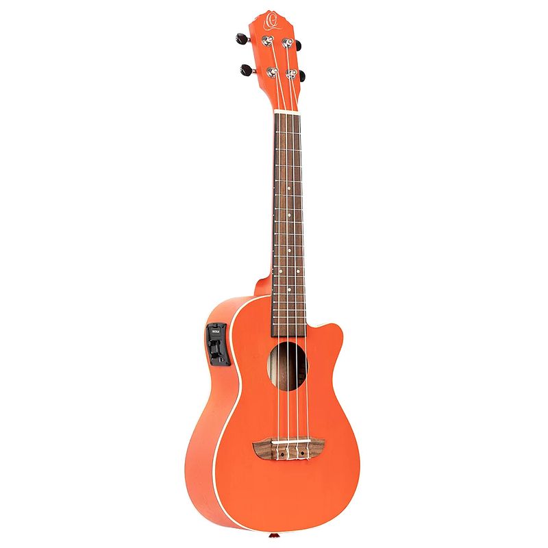 Foto van Ortega rupuki-ce earth series concert size ukulele pumpkin orange elektrisch-akoestische concert ukelele