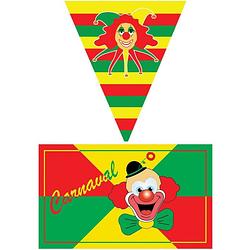 Foto van Carnaval versiering pakket - 2x grote vlag en 4x puntvlaggetjes - feestpakketten