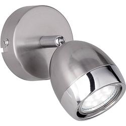 Foto van Led plafondspot - trion nonta - gu10 fitting - 3w - warm wit 3000k - 1-lichts - rond - mat nikkel - aluminium