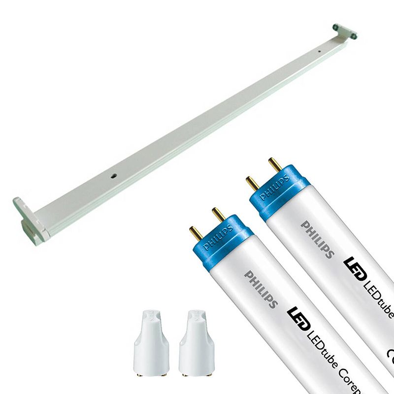 Foto van Led tl armatuur met t8 buis - aigi dybolo - 150cm dubbel - philips - corepro ledtube em 865 - 40w - helder/koud wit