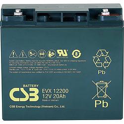 Foto van Csb battery evx 12200 loodaccu 12 v 20 ah loodvlies (agm) (b x h x d) 181 x 167 x 76 mm m5-schroefaansluiting cyclusbestendig, onderhoudsvrij, geringe