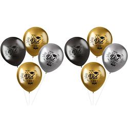 Foto van Folat ballonnen geslaagd thema - 20x - goud/zilver/grijs - latex - 33 cm - examenfeest versiering - ballonnen