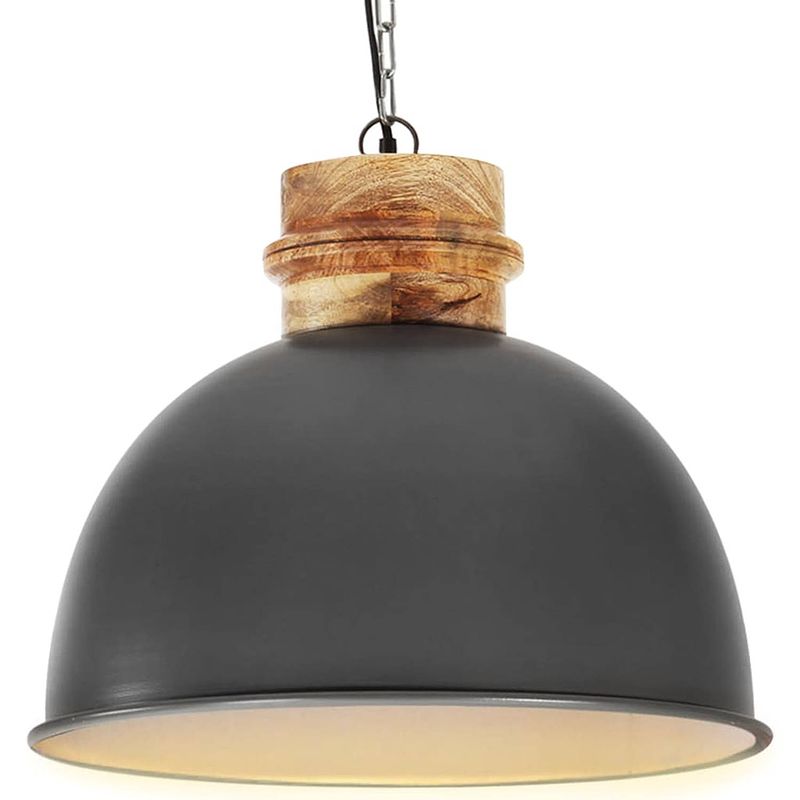 Foto van Vidaxl hanglamp industrieel rond e27 50 cm massief mangohout grijs