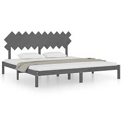 Foto van Vidaxl bedframe massief hout grijs 200x200 cm