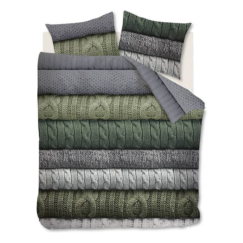 Foto van Beddinghouse benwick flanel dekbedovertrek - 2-persoons (200x200/220 cm + 2 slopen) - flanel - groen