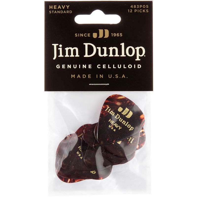 Foto van Dunlop celluloid shell heavy 12-pack plectrumset