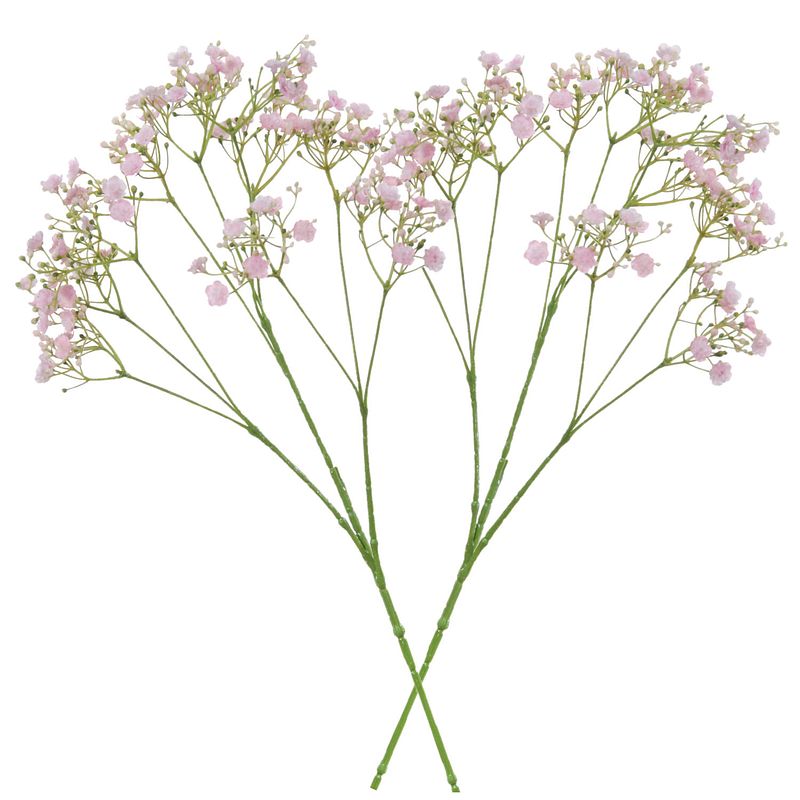 Foto van 2x stuks kunstbloemen gipskruid/gypsophila takken roze 70 cm - kunstbloemen