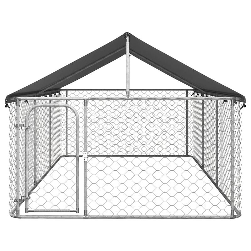 Foto van The living store hondenkennel - gegalvaniseerd staal - 400x200x150 cm - met dak