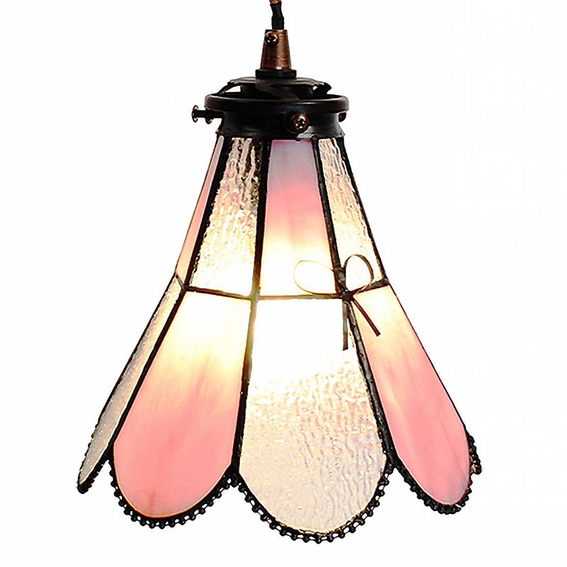 Foto van Haes deco - hanglamp tiffany roze 18x15x115 cm e14/max 1x25w