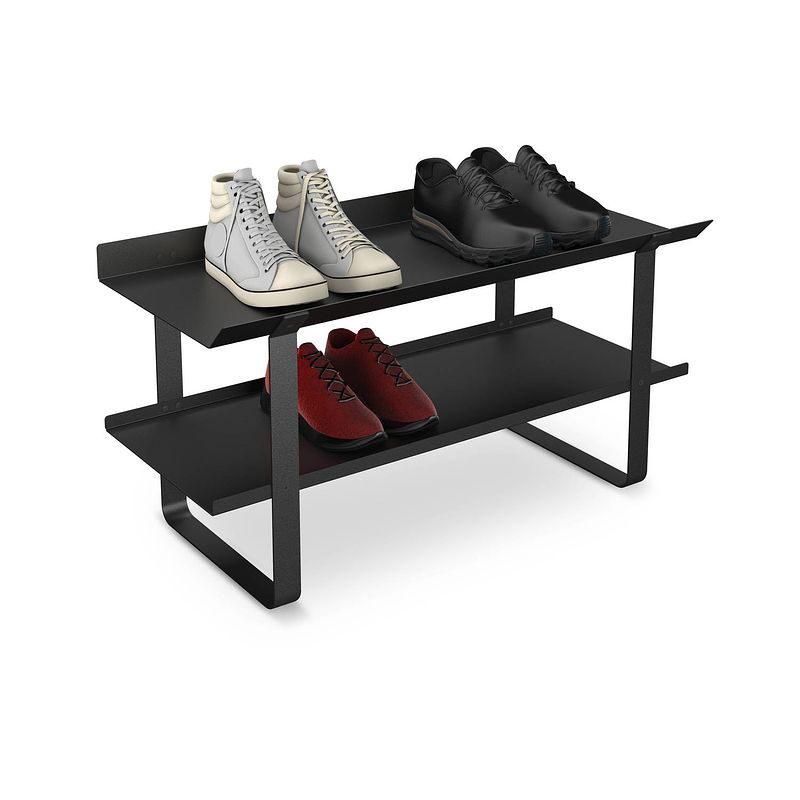 Foto van Gorillz layer - schoenenbank met opbergruimte - schoenenrek - schoenenkast - 8 paar - 80 cm - zwart