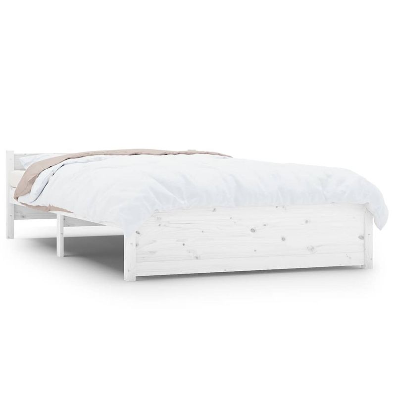 Foto van The living store houten bedframe - 205.5 x 125.5 x 51 cm - wit - grenenhout