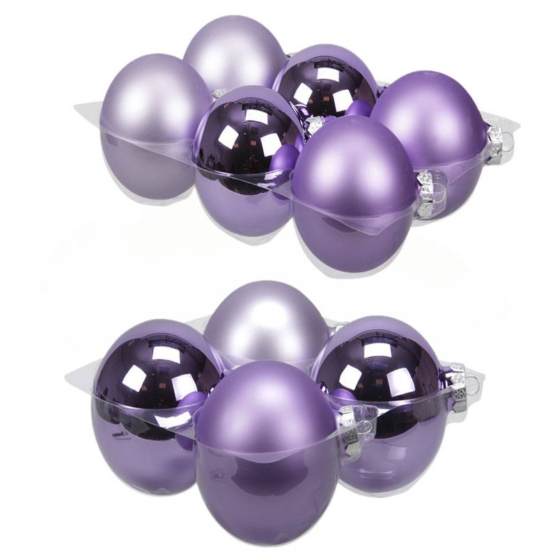 Foto van 20x stuks glazen kerstballen amethyst paars 8 en 10 cm mat/glans - kerstbal