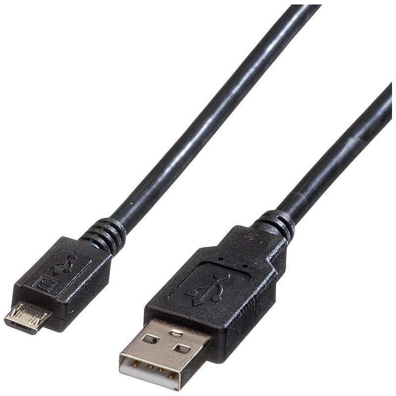 Foto van Roline usb-kabel usb 2.0 usb-a stekker, usb-micro-b stekker 1.80 m zwart afgeschermd 11.02.8752