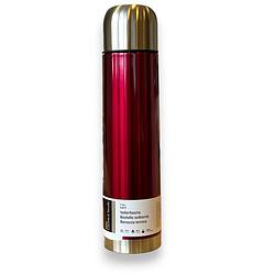 Foto van Thermosfles met beker, 1000 ml, rood, roestvrij staal - 33 x 8 x 8 x cm