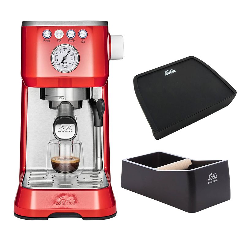 Foto van Solis barista perfetta plus 1170 + coffee knock-box en tamping mat