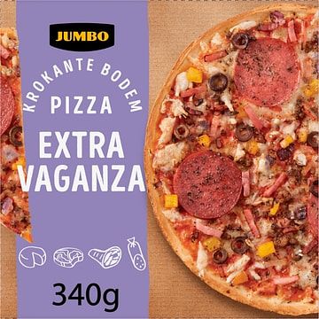 Foto van 3 voor € 6,00 | jumbo pizza extravaganza 340g aanbieding bij jumbo