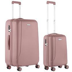 Foto van Carryon skyhopper kofferset - tsa handbagage + reiskoffer 78cm - dubbele wielen - old pink