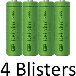 Foto van 16 stuks (4 blisters a 4 st) gp recyko+ rechargeable nimh aa/hr06 2600mah