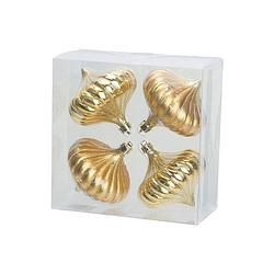 Foto van 4x gouden tol kerstballen 10 cm kunststof kerstversiering - kerstbal