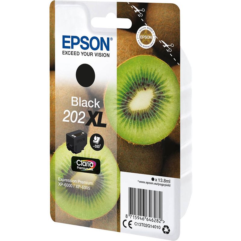 Foto van Epson inktcartridge 202xl, 550 pagina'ss, oem c13t02g14010, zwart 5 stuks