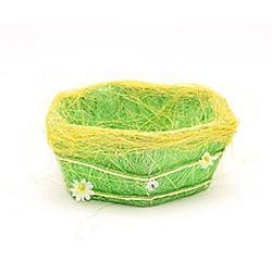 Foto van Paasdecoratie gras mandje groen 18 cm - feestdecoratievoorwerp