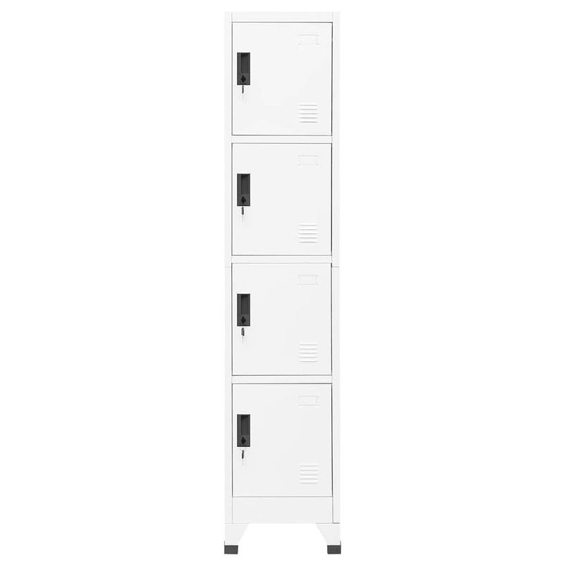 Foto van The living store lockerkast - staal - 38 x 45 x 180 cm - wit - 4 afsluitbare deuren