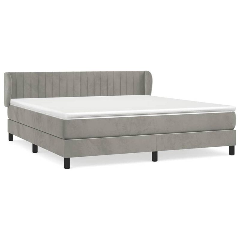 Foto van The living store boxspring - fluweel - middelhard - 203x183x78/88 cm - pocketvering