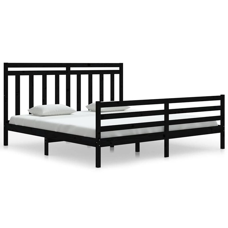 Foto van Vidaxl bedframe massief hout zwart 180x200 cm 6ft super king