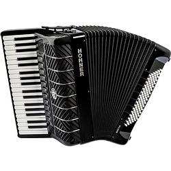 Foto van Hohner mattia iv 96 bk stage accordeon met wit pianoklavier
