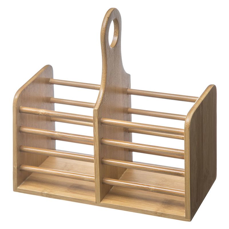 Foto van Decopatent® bestek organizer - bamboe hout - 2 grote vakken - keuken