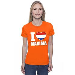 Foto van Oranje i love maxima shirt dames - oranje koningsdag/ holland supporter kleding s