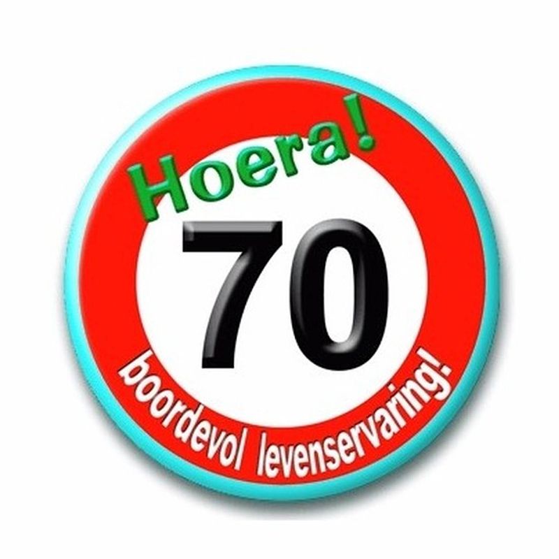 Foto van Button 70 jaar verkeersbord