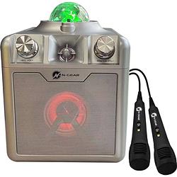 Foto van N-gear disco star 710 silver - draadloze karaoke bluetooth speaker - sterrenprojector - 2 microfoons