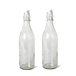 Foto van 18x beugelfles/weckfles van transparant glas met beugeldop 1 liter - decoratieve flessen