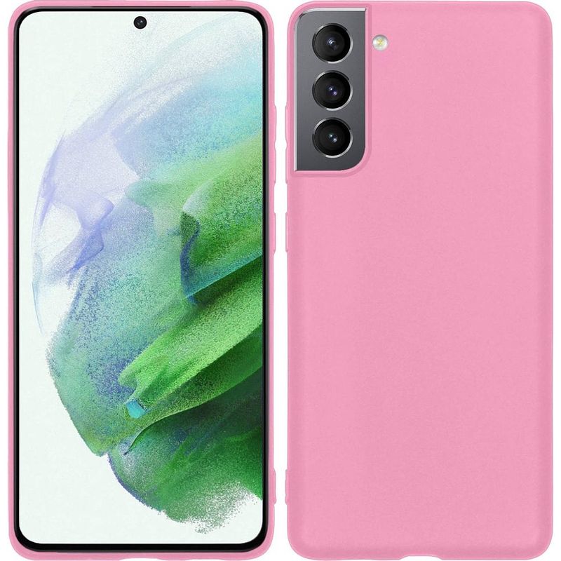 Foto van Basey samsung s21 plus hoesje siliconen case back cover hoes - roze