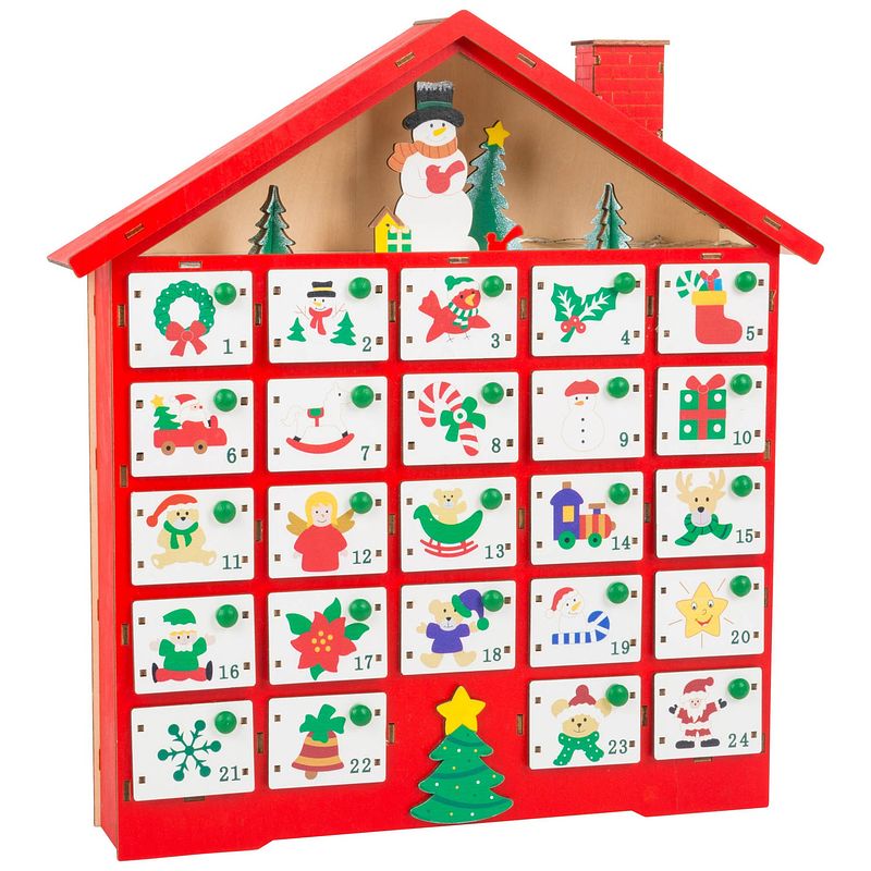 Foto van Small foot kerstkalender hout rood 39 cm