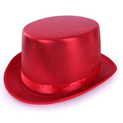 Foto van Rode hoge hoed metallic voor volwassenen