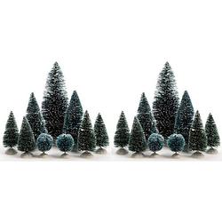 Foto van Miniatuur decoratie boompjes 18 stuks - kerstdorpen
