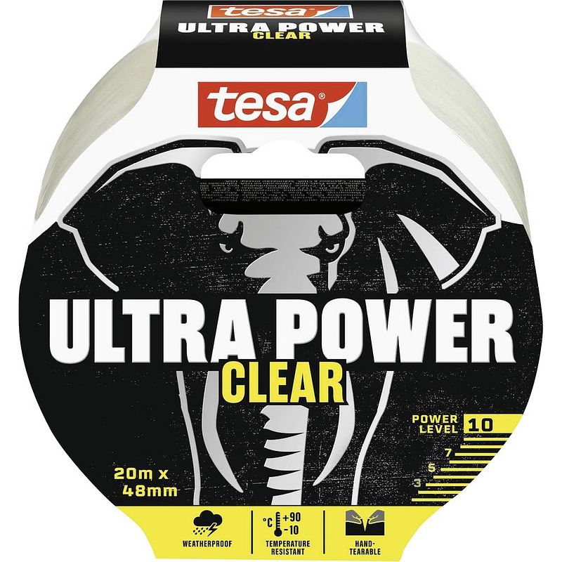 Foto van Tesa ultra power clear 56496-00000-00 reparatietape transparant (l x b) 10 m x 48 mm 1 stuk(s)