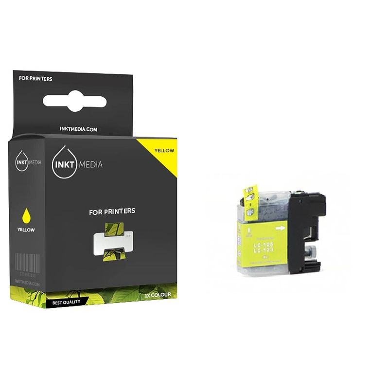 Foto van Inktmedia® -navulinkt - geschikt brother lc-123y inktcartridge geel - navul inkt - refill inkt